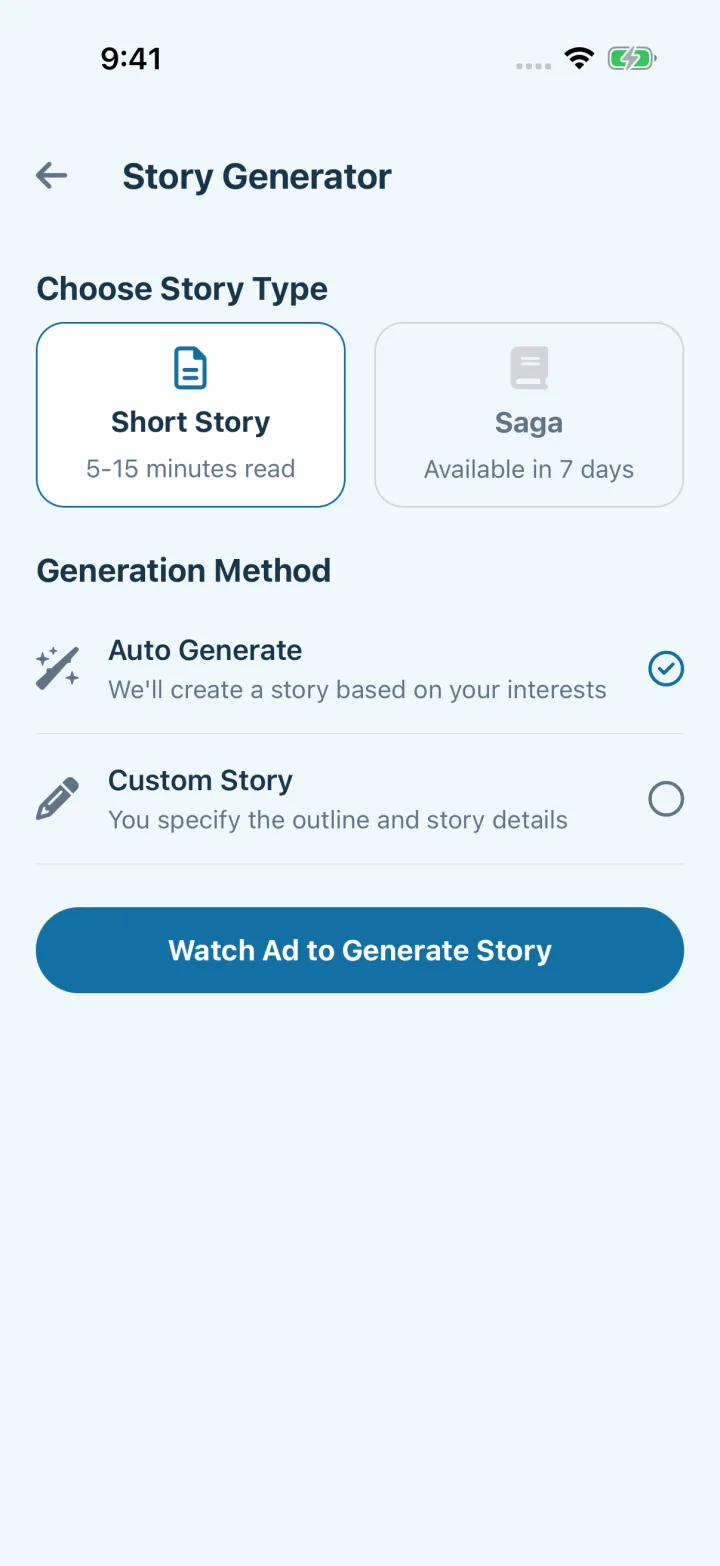 Story generator screen